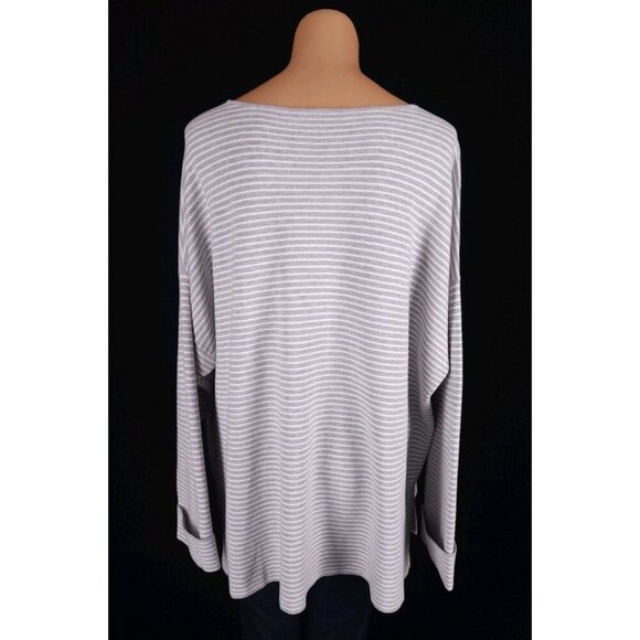 Eileen Fisher Woman Organic Cotton & Silk Striped Sweater Plus 2X Gray $198 - Picture 9 of 13
